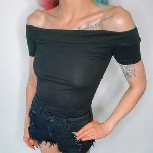DANIEL GIRL Black Over The Shoulder Top